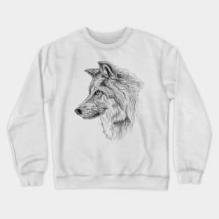 Wolf scientific nature black ink pen drawing illustration, From my scientific nature illustration series of black ink pen drawings. Crewneck Sweatshirt